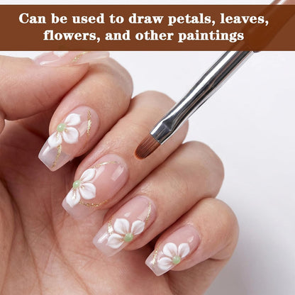 2Pcs Hard Gel Brushes for Nails,Flat Gel Nail Brushes Versatile Nail Design Brush for Petals,Leaves,Flowers Nails Design Tool for DIY Salon