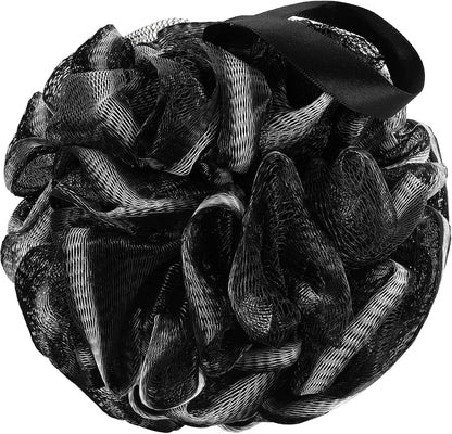 Shower Bath Sponge XL 75g Soft Shower Loofahs Balls for Body Wash Men Women Bathroom Accessories, 1 Pack, Black