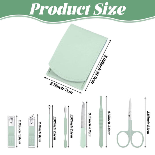 Mint leather travel manicure kit pouch