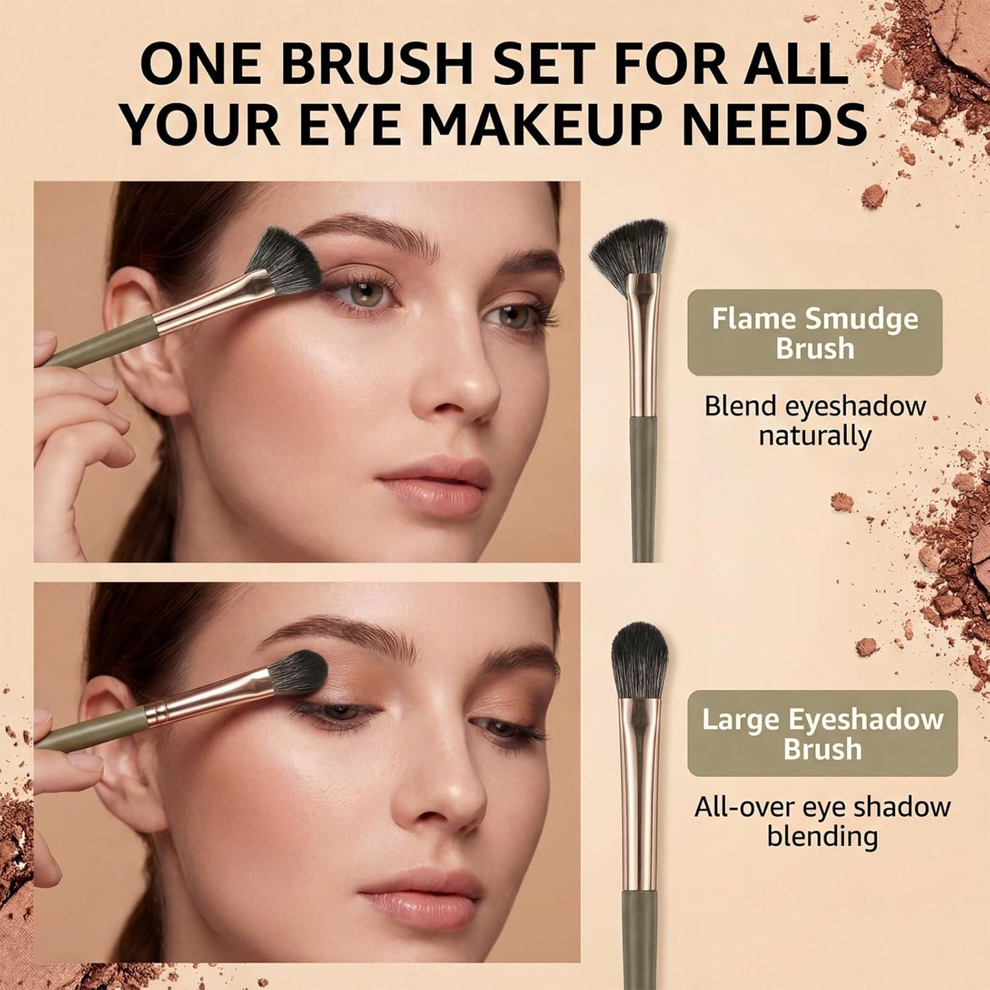 Eye Makeup Brush Set, 5 Pcs Eye Shadow Brushes Set Professional Eyeshadow Makeup Blending Brushes with Synthetic & Wood Handle Angled Eyeshadow Brush for Eyebrows, Eyeliner, Liquid, Cream, Concealer