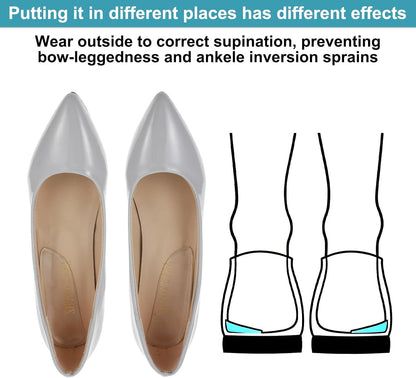 5 Pairs Medial & Lateral Heel Wedge Silicone Insoles, Corrective Adhesive Shoe Inserts for Foot Alignment Knock Knee Pain Bow Legs Osteoarthritis for Men Women