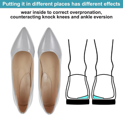 5 Pairs Medial & Lateral Heel Wedge Silicone Insoles, Corrective Adhesive Shoe Inserts for Foot Alignment Knock Knee Pain Bow Legs Osteoarthritis for Men Women