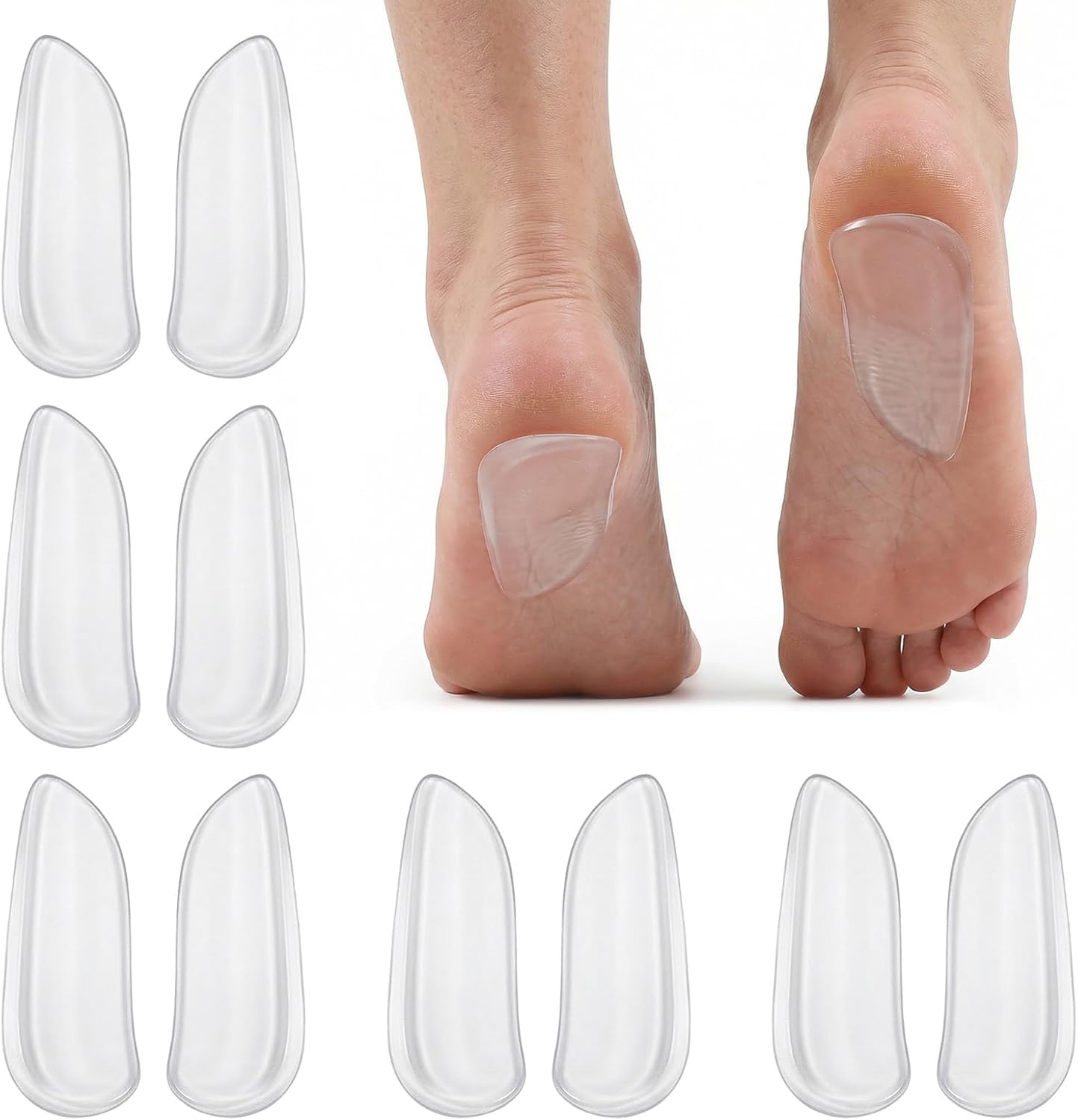 5 Pairs Medial & Lateral Heel Wedge Silicone Insoles, Corrective Adhesive Shoe Inserts for Foot Alignment Knock Knee Pain Bow Legs Osteoarthritis for Men Women