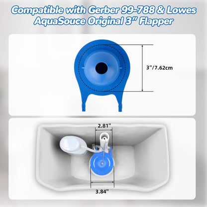2 pcs Toilet Flapper Replacement, Compatible with Gerber 99-788 and Lowes AquaSouce Original 3" Flapper Replacement for 1.28 GPF Toilets (98923, 312795, 352027, 395280, 12293)-Water Saving