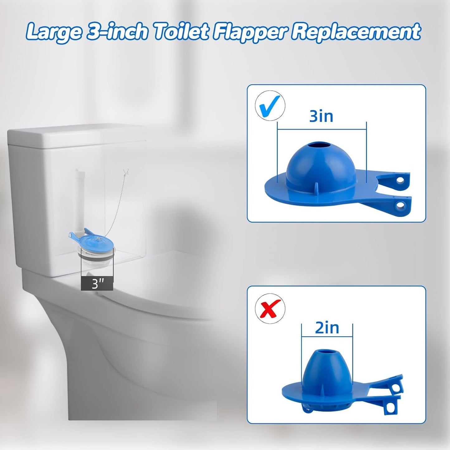2 pcs Toilet Flapper Replacement, Compatible with Gerber 99-788 and Lowes AquaSouce Original 3" Flapper Replacement for 1.28 GPF Toilets (98923, 312795, 352027, 395280, 12293)-Water Saving