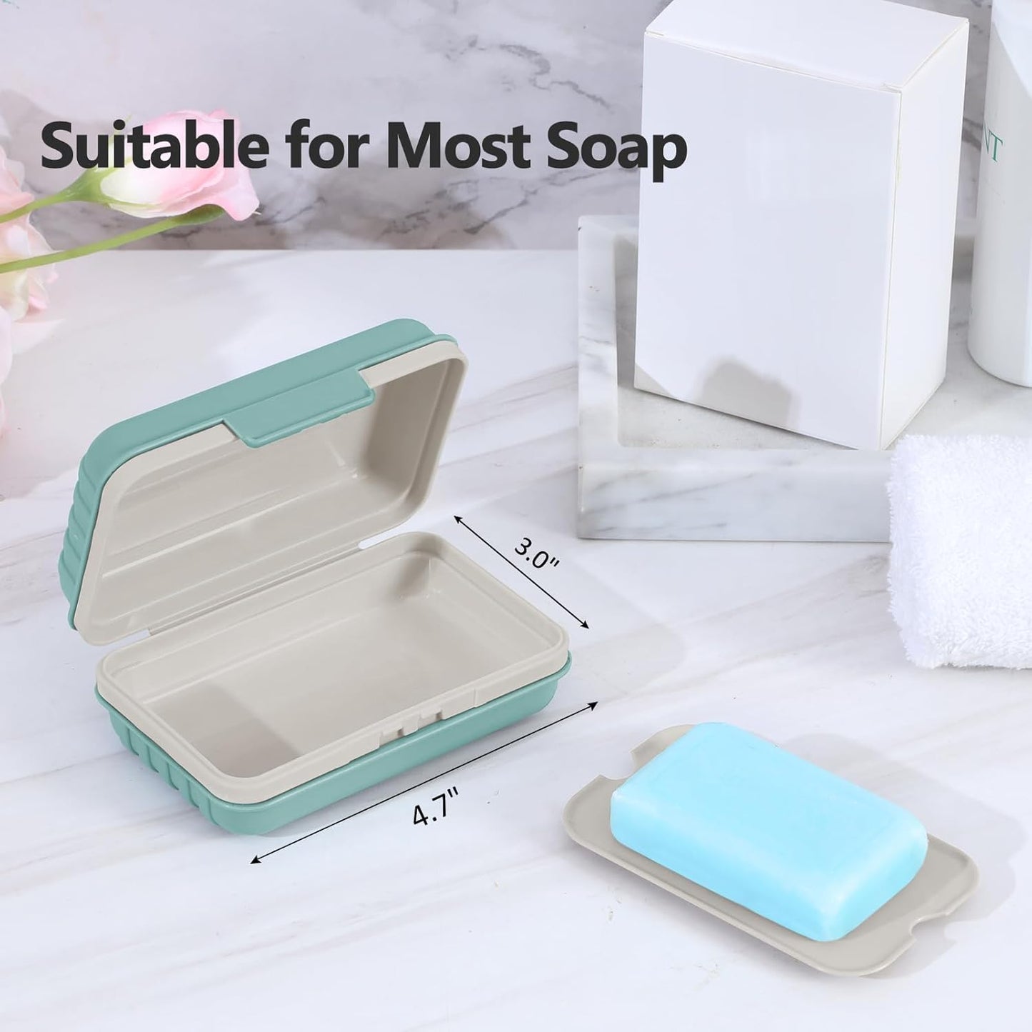 Soap Holder, Soap Dish 1 Pack, Bar Soap Holder for Shower, Travel Soap Case with Lid for Gym, Camping Essentials, Travel Size Toiletries, Portable, Leakproof, Blue