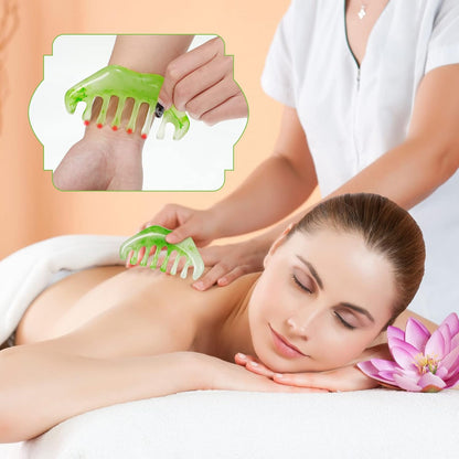 2 Pcs Jade Combs Esthetician Supplies Massage Stone Hair Gua Sha Scraping Scalp Comb Facial Massage Tool Handheld Head Tools Head Caring Therapy Valentines for Women(Elegant Style)