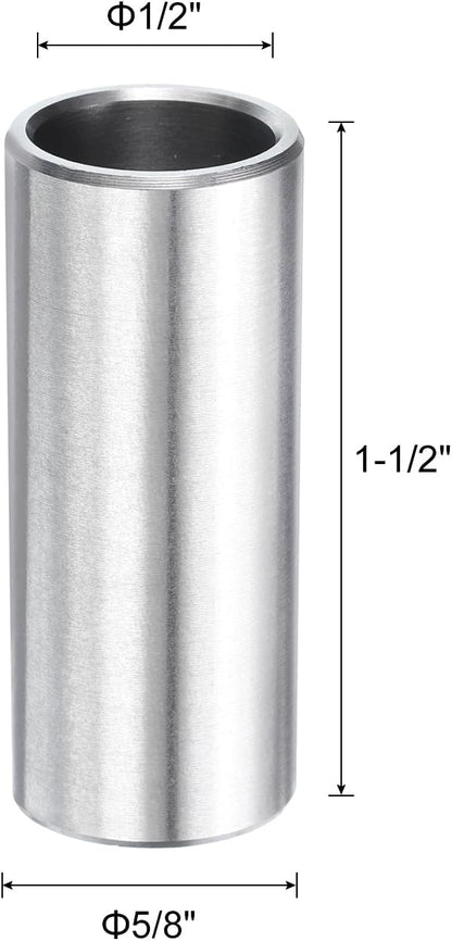5pcs Stainless Steel Spacer 1/2" Bore x 5/8" OD x 1-1/2" Length Screw Standoff Bushing Plain Finish Round Metal Spacer for 1/2 Screws Bolts and Rods