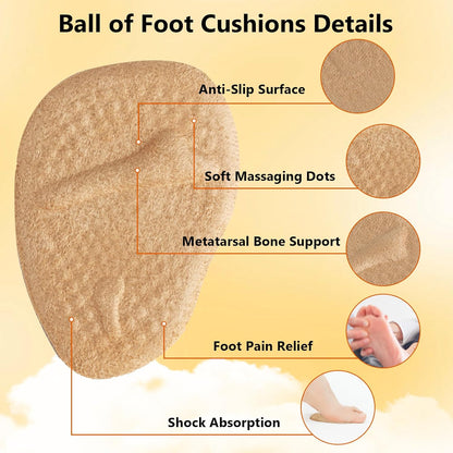 4 Pairs Metatarsal Pads Women & 4 Pairs Ball of Foot Cushions,Non-Sliding Insole Pads for Open Toe,Heel Pads Inserts for Too Big Shoe(Beige+Black)