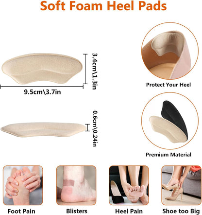4 Pairs Metatarsal Pads Women & 4 Pairs Ball of Foot Cushions,Non-Sliding Insole Pads for Open Toe,Heel Pads Inserts for Too Big Shoe(Beige+Black)