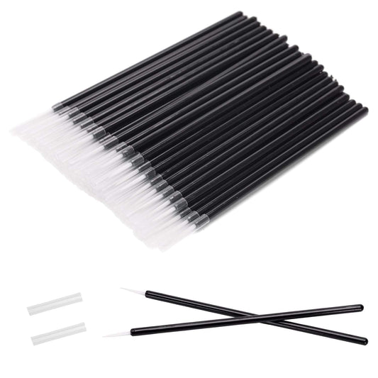 Disposable eyeliner applicators, black handles with white bristles (100 pack)
