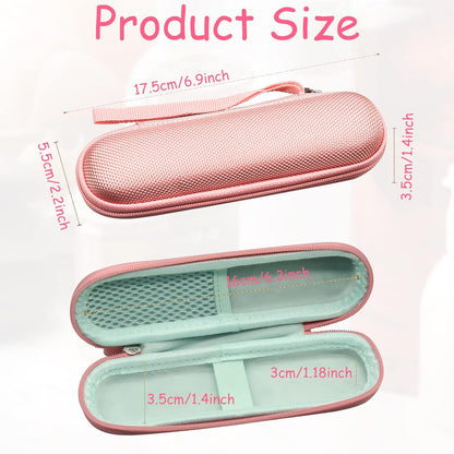 Portable Hard Carrying Case for Solowave 4 in 1 facial wand, Solawave wand for face Protective Bag Storing USB Cable, Hard Case Facial Wand with Zipper and Hanging Rope (Pink)