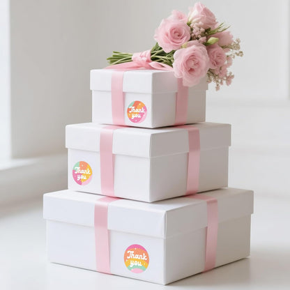 Thank You Stickers - Rainbow Star Thank You Stickers for Small Business 480Pcs 1.5In Thank You Sticker for Packaging Self Adhesive Thank You Party Favor Seal Label Sticker for Card(4 Design)