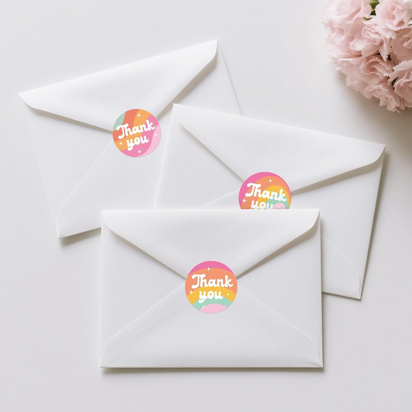Thank You Stickers - Rainbow Star Thank You Stickers for Small Business 480Pcs 1.5In Thank You Sticker for Packaging Self Adhesive Thank You Party Favor Seal Label Sticker for Card(4 Design)