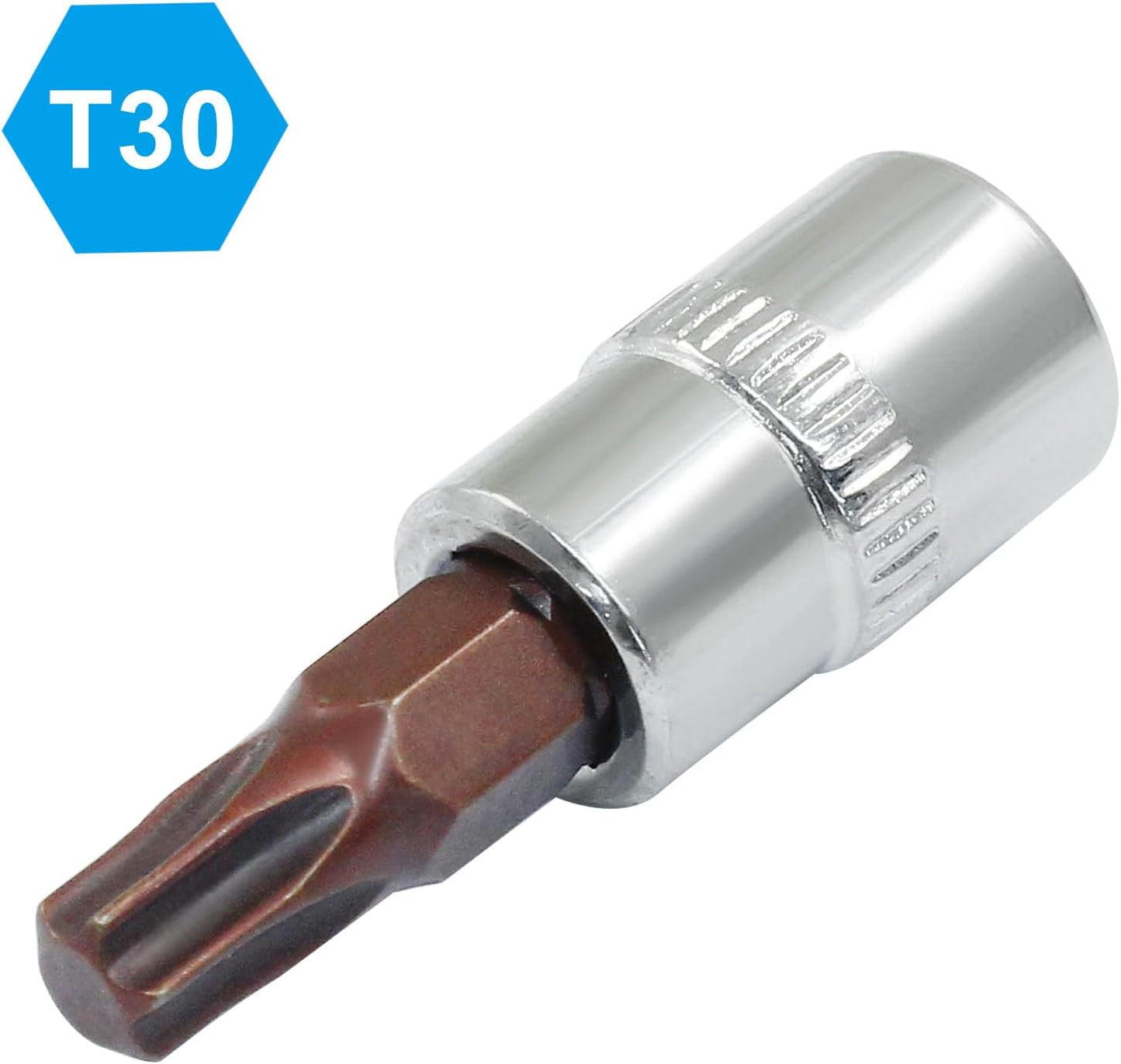 5 Pcs T30 Torx Bit Socket 1/4" Drive S2 Alloy Steel Cr-V Steel Star Socket Torx Bits Set Use with Slide Bar, Ratchet Wrench, Extension Rod, 37mm Length