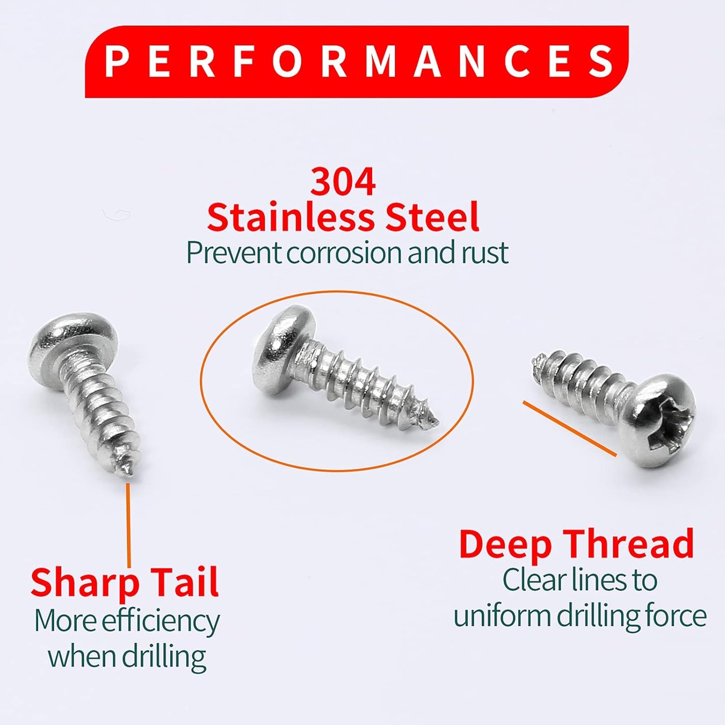 100pcs #2 x 1/4" Pan Head Sheet Metal Screws, Phillips Drive Self-Tapping Screw, Round Head Wood Screw, Full Thread, 304 Stainless Steel 18-8, Bright Finish