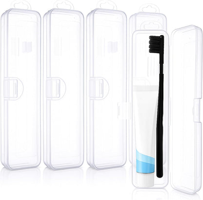 5 Pieces Portable Travel Toothbrush Case, Travel Toothbrush Holder Hard Plastic Dust-Proof Toothbrush Container Toothpaste Box Holder for Travel Use (Clear)