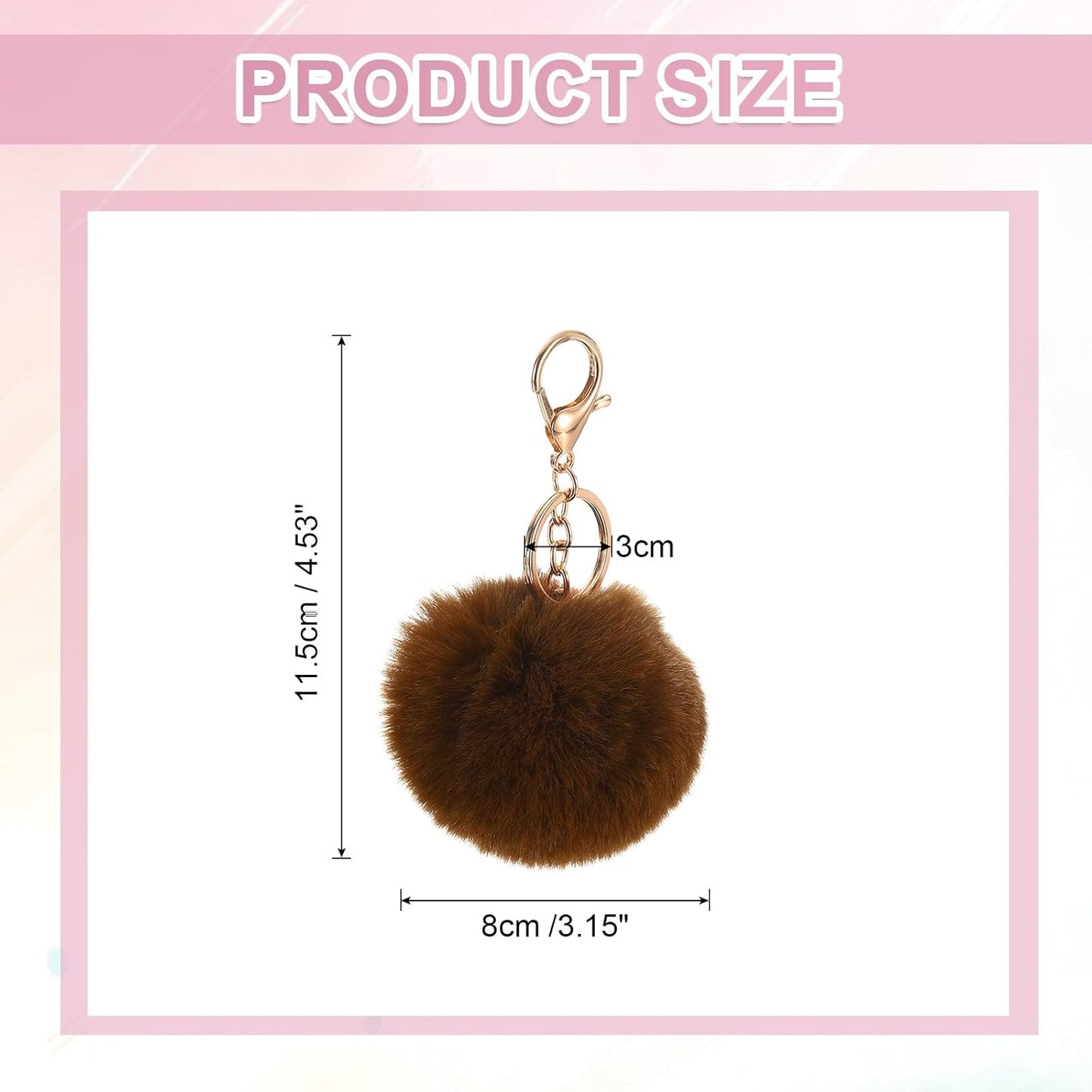 Pom Pom Keychain, Faux Rabbit Fur Puff Ball for Women Purse