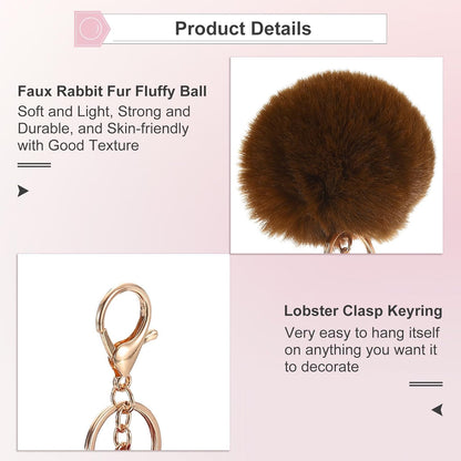Pom Pom Keychain, Faux Rabbit Fur Puff Ball for Women Purse