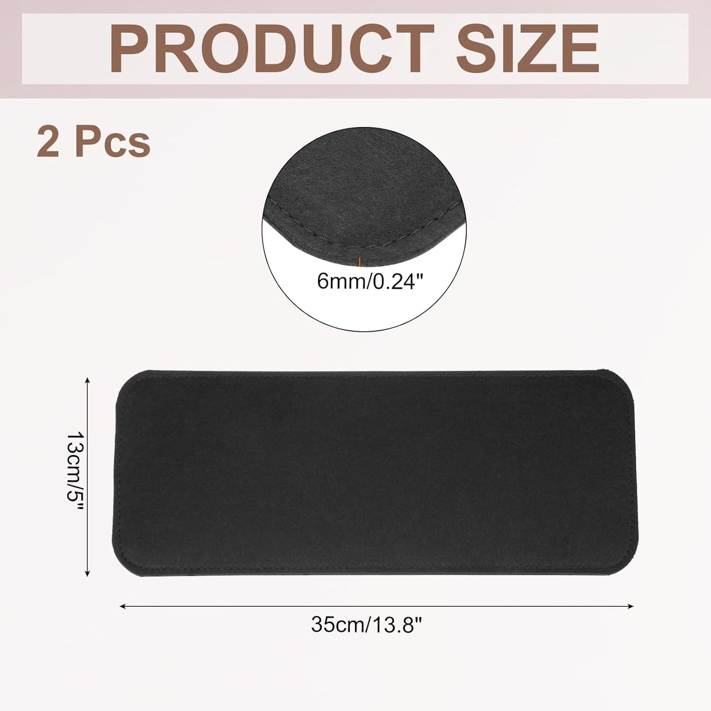 2Pcs Felt Base Shaper, 13.8x5 Inch Rectangle Bag Bottom Shaper Pad Bag Cushion Base Purse Liner Board Insert Arc Corner for Handbags Tote Crossbody Bag Backpack, Black