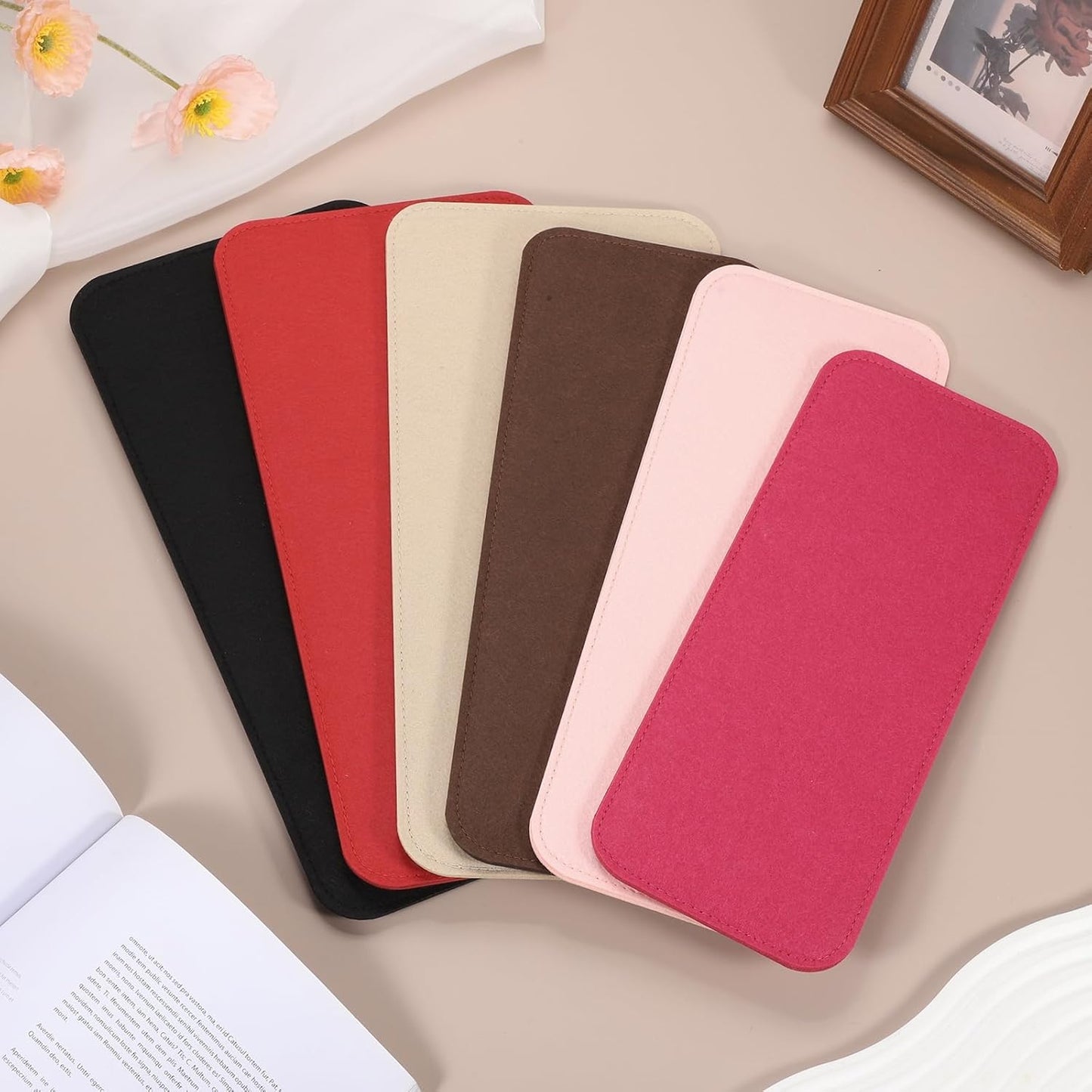 2Pcs Felt Base Shaper, 13.8x5 Inch Rectangle Bag Bottom Shaper Pad Bag Cushion Base Purse Liner Board Insert Arc Corner for Handbags Tote Crossbody Bag Backpack, Black