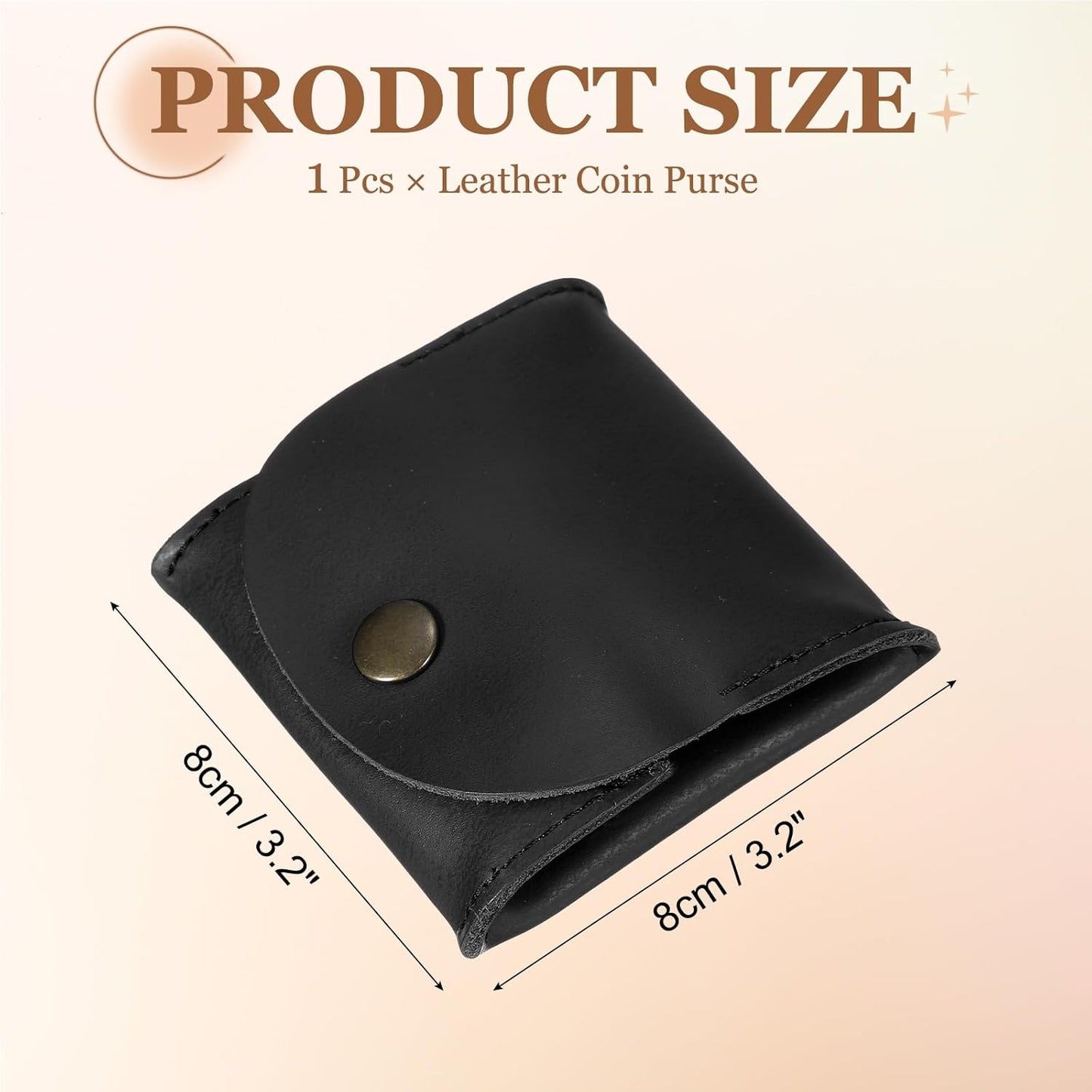 Rustic Leather Coin Purse, Small Leather Pouch Unisex Small Pocket Pouch with Snap Closure Change Holder for Coins Jewelry Earphones Storage, Black