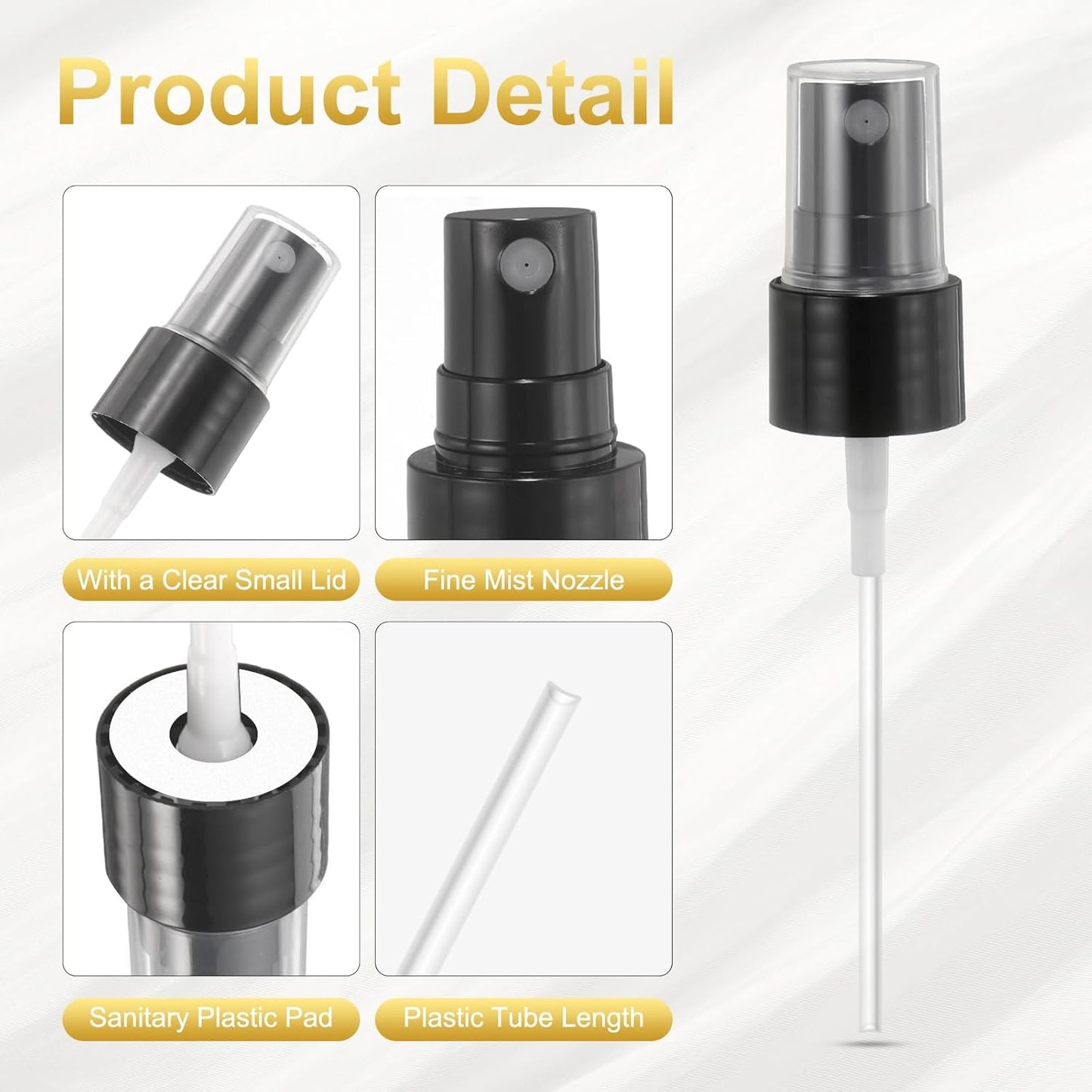 12 Pcs Black Spray Top, 20/410 Fine Mist Sprayer Reusable Replacement Spray Bottle Pump Plastic Top for Cosmetic Perfume and Body Sprays Bottle