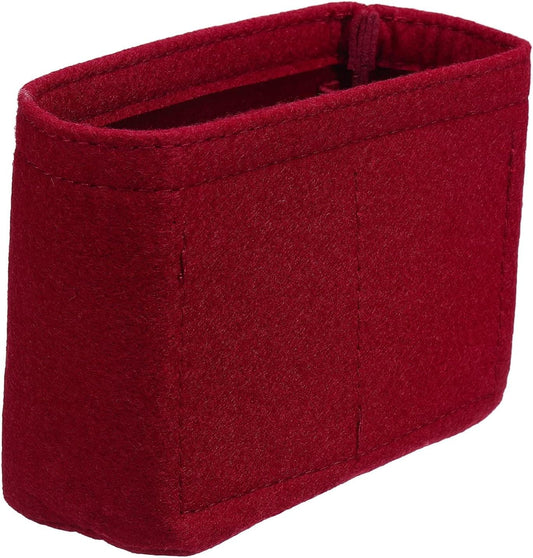 Burgundy felt purse organizer insert with open top and structured sides