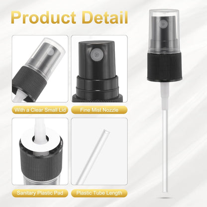 12 Pcs Black Spray Top, 18/410 Fine Mist Sprayer Reusable Replacement Spray Bottle Pump Stripe Plastic Top for Cosmetic Perfume and Body Sprays Bottle