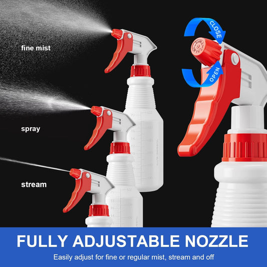 Adjustable red-and-white trigger sprayer with fine mist and stream spray settings