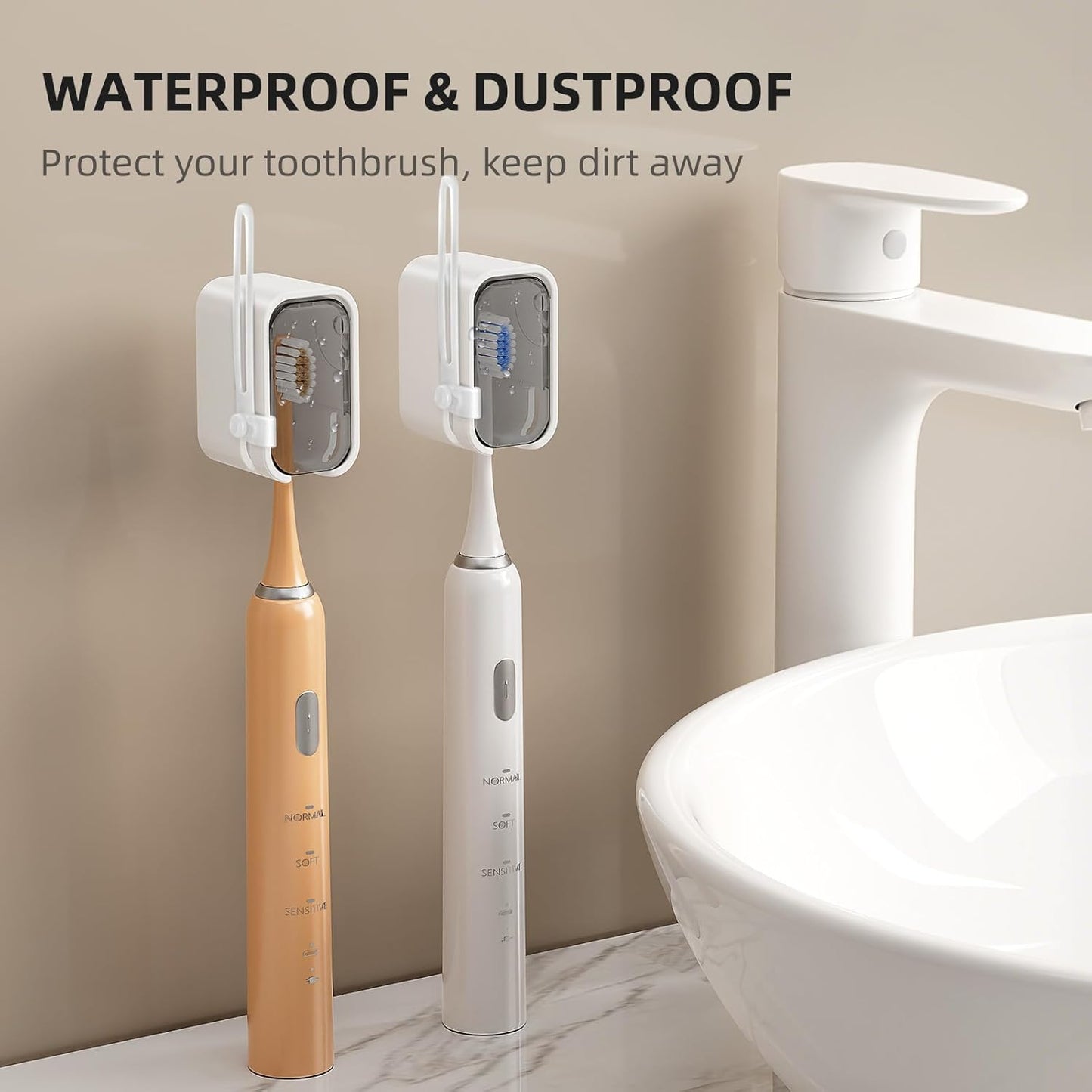 Toothbrush Cover Travel 2PCS, Stay Closed with Band Electric Toothbrush Covers Caps, Toothbrush Head Cover for Travel, Camping, Bathroom, Business, Grey