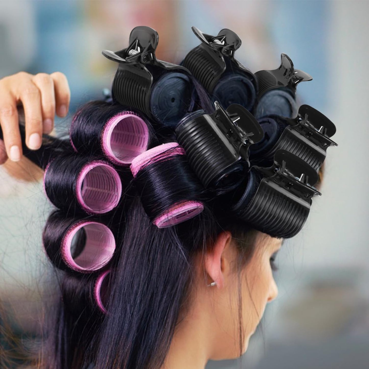 20 Pcs Hot Roller Clips for Hair, Curler Claw Clip for Women Hair Section Styling (Black, 2inch)