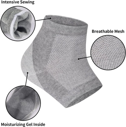 3 Pairs Moisturizing Heel Socks for Dry Cracked Feet, Gel Repair Moisture Spa Socks for Women Dry Cracked Heels Overnight (Regular)
