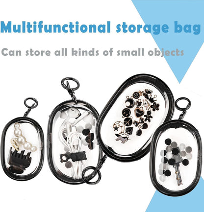 Transparent Zipper Storage Pouch with Keychain - Mini Organizer for Earbuds Cables - Travel Accessory for Backpack