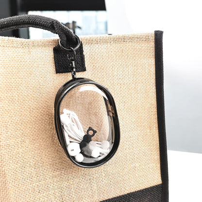 Transparent Zipper Storage Pouch with Keychain - Mini Organizer for Earbuds Cables - Travel Accessory for Backpack