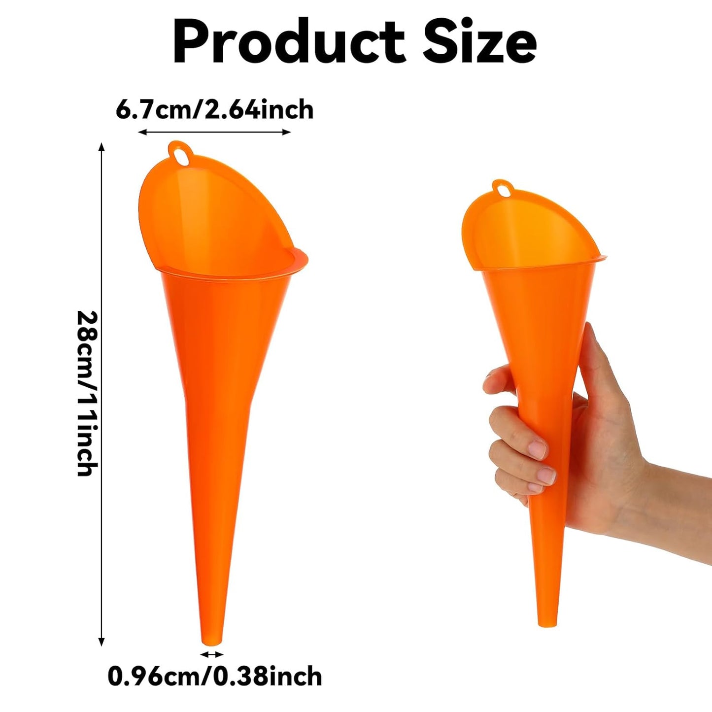 2 Pack Orange Multipurpose Funnel for Filling Car Oil Grease Engine Oil Water Diesel Kerosene and Other Liquids