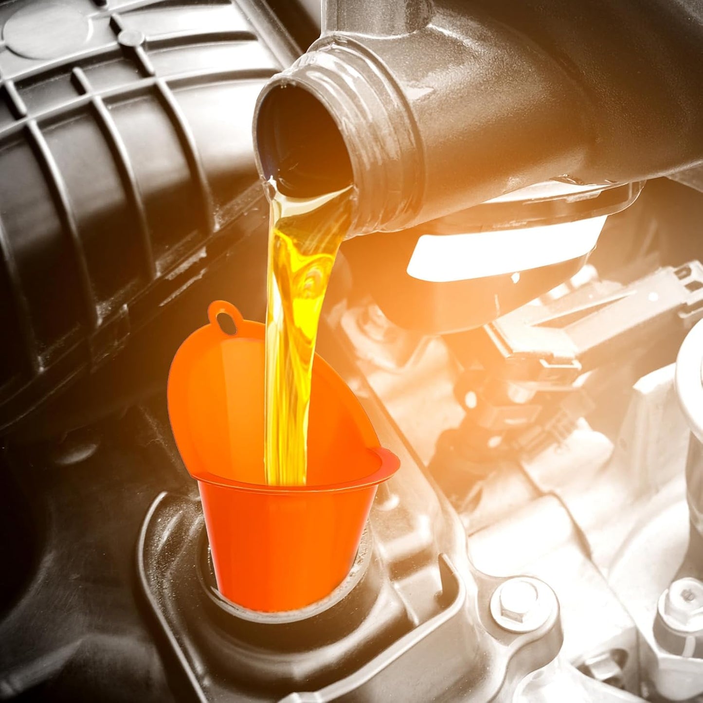2 Pack Orange Multipurpose Funnel for Filling Car Oil Grease Engine Oil Water Diesel Kerosene and Other Liquids
