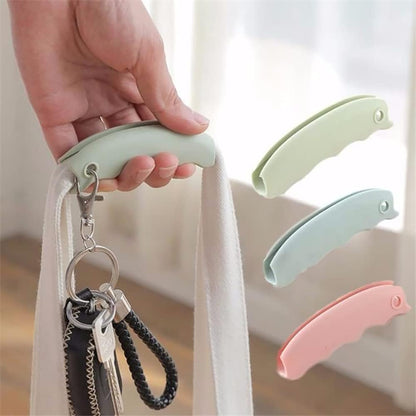 3-Piece Shopping Bag Handles Set - Blue Green Pink - Soft Padded Silicone Grips with Keyhole - Anti-Slip Comfortable Kitchen Gadget for Easy Shopping