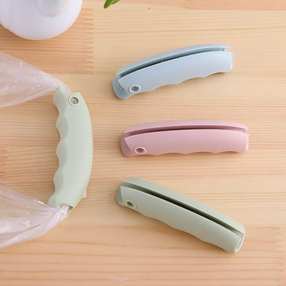 3-Piece Shopping Bag Handles Set - Blue Green Pink - Soft Padded Silicone Grips with Keyhole - Anti-Slip Comfortable Kitchen Gadget for Easy Shopping