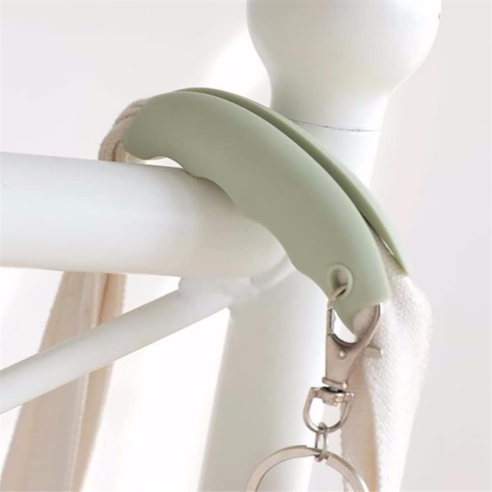 3-Piece Shopping Bag Handles Set - Blue Green Pink - Soft Padded Silicone Grips with Keyhole - Anti-Slip Comfortable Kitchen Gadget for Easy Shopping