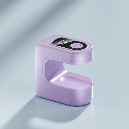 Purple LED UV nail lamp with display and timer, open curing chamber