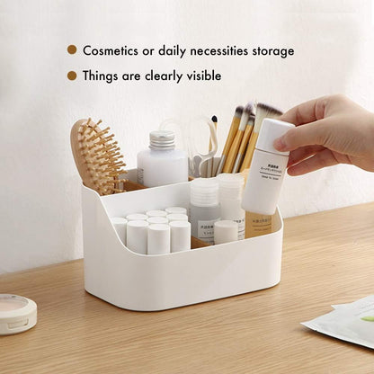 Pink Desk Organizer with Compartments Small Storage Box for Makeup Brushes Pens Pencils Remote Controls Office Accessories