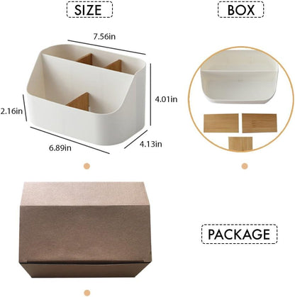 Pink Desk Organizer with Compartments Small Storage Box for Makeup Brushes Pens Pencils Remote Controls Office Accessories
