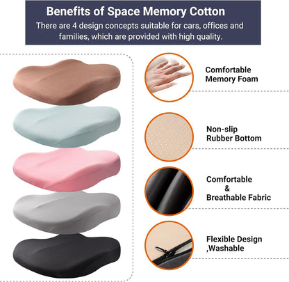 Memory Foam Car Seat Cushion 42x42x10cm Black - Comfortable Supportive Auto Seat Pillow for Enhanced Driving Experience