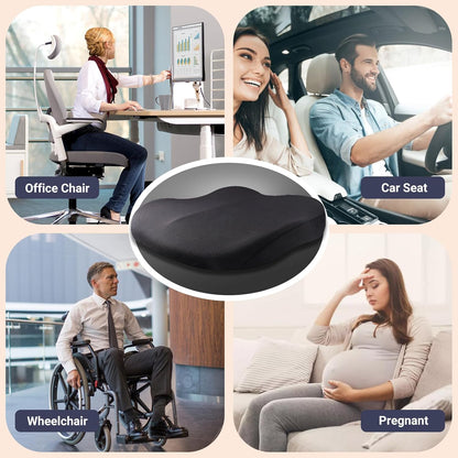 Memory Foam Car Seat Cushion 42x42x10cm Black - Comfortable Supportive Auto Seat Pillow for Enhanced Driving Experience