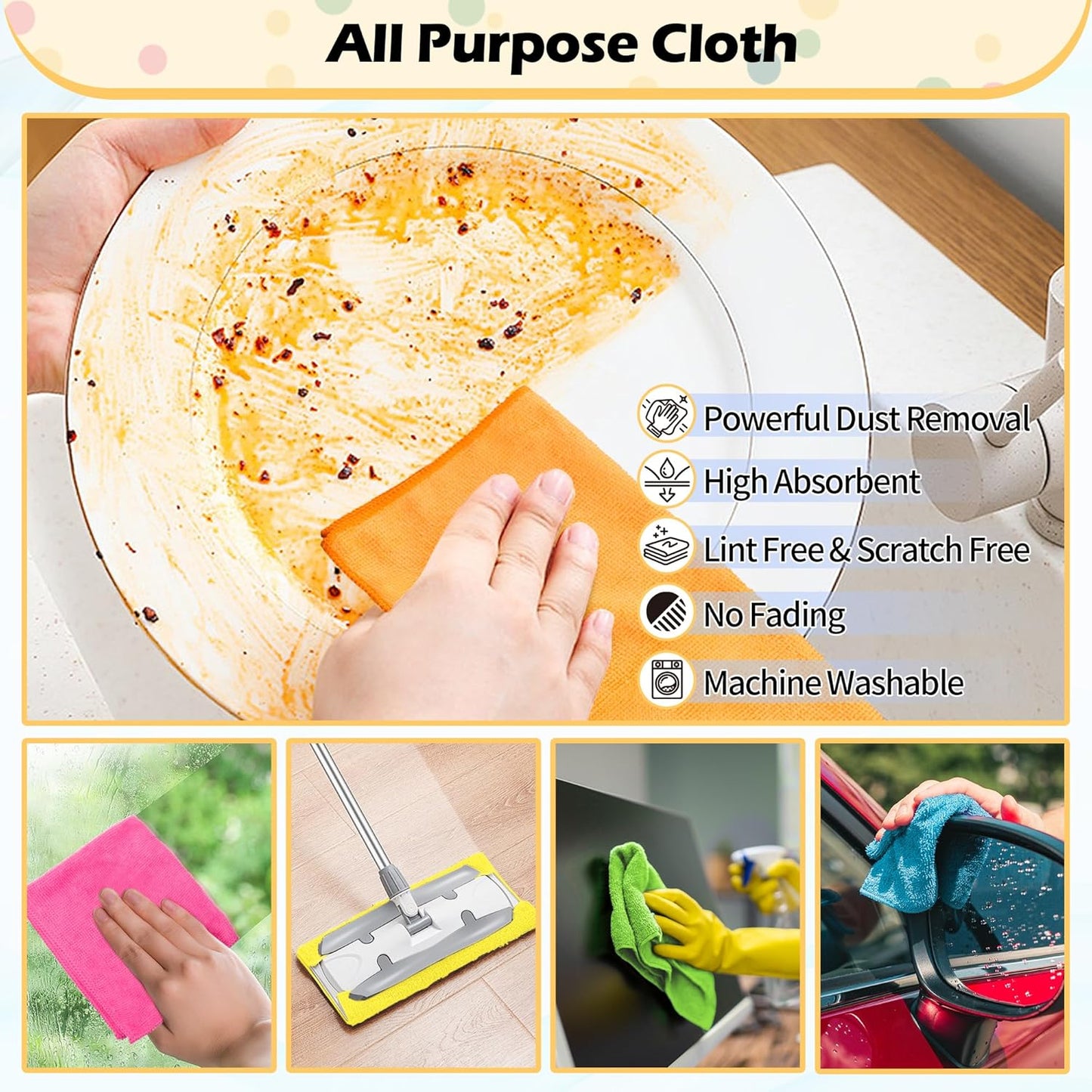 Microfiber Cleaning Cloth - Pack of 8, Size: 12 x 16 in& Microfiber Cleaning Cloth, 20 Pack Cleaning Rags, Cleaning Towels for Housekeeping