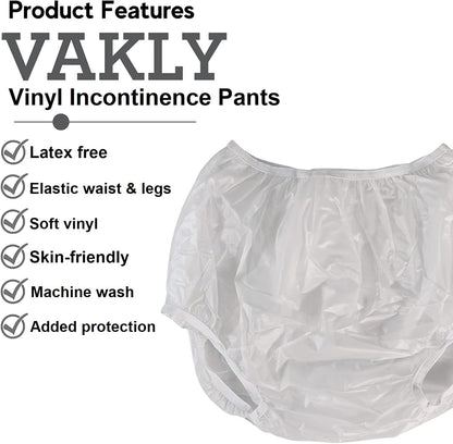 Adult Vinyl Waterproof Pull-On Diaper Cover Incontinence Pants – Oversized Underwear Protection with Added Leak Resistance, Worn Over Diapers or Briefs
