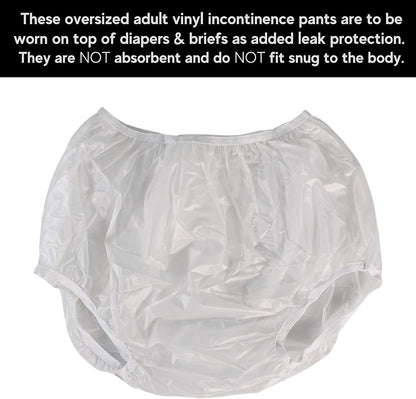 Adult Vinyl Waterproof Pull-On Diaper Cover Incontinence Pants – Oversized Underwear Protection with Added Leak Resistance, Worn Over Diapers or Briefs