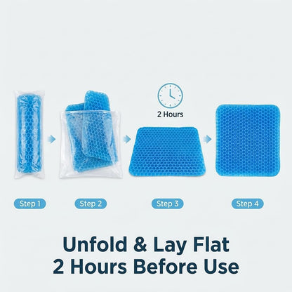 Gel Seat Cushion, Gel Cushion, Cool & Breathable & Non-Slip for Car, Office, Home, Wheelchair (Blue, 40 x 35 x 3.2 cm)
