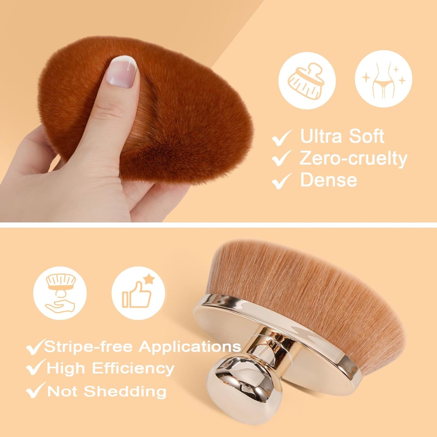 Extra Large Body Makeup Brush for Self Tanner – 115mm Wide Oval Kabuki Body Brush for Bronzer Blend & Blur, Vegan Fiber Self Tanning Brush for Legs & Body with Drawstring Bag by